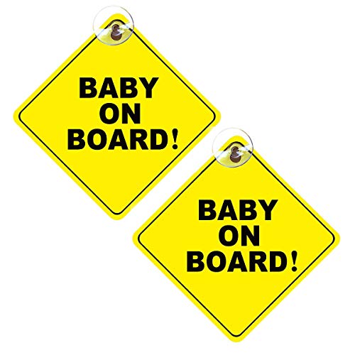 Baby on Board, 2 Adesivi Rimovibili per la Sicurezza dei Bambini, con Ventose