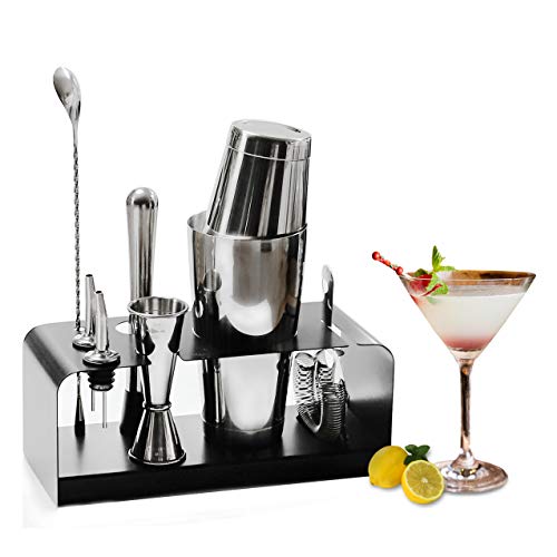 SKYFISH Set Di Shaker Per Cocktail: Set Di Strumenti Da 8 Pezzi Con Supporto in Acciaio Inossidabile - Kit Per Barista Da Casa Perfetto E Set Di Shaker Da Cocktail Martini.