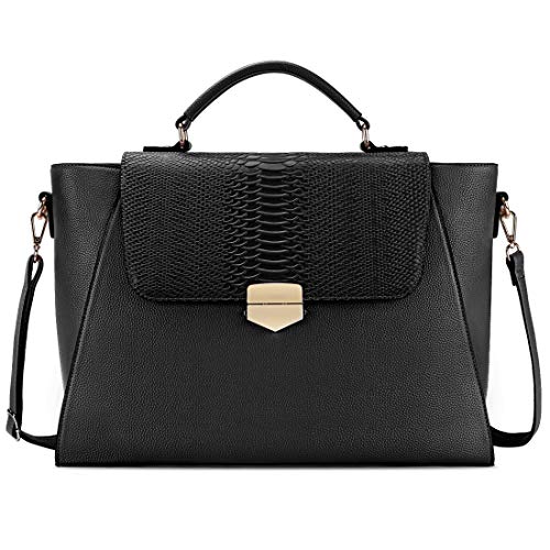 Borsa Donna Borsa Porta PC 15.6 Pollici Grande Impermeabile Borsa da Lavoro Borse Donna Tracolla in Pelle PU Ventiquattrore Donna Business Shopper Nero