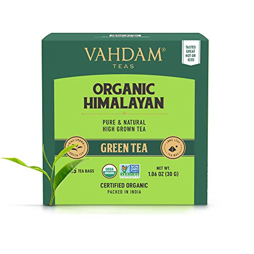VAHDAM, Biologico Tè verde in foglie dall'Himalaya (30 bustine) - 100% Tè naturale disintossicante e snellente, perfetto per perdere peso. confezionato direttamente in India