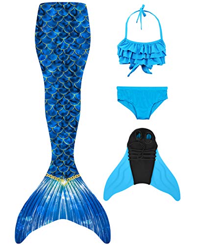 shepretty Costume da Bagno a Coda di Sirena per Bambina con Pinna，xiaolanG15,140