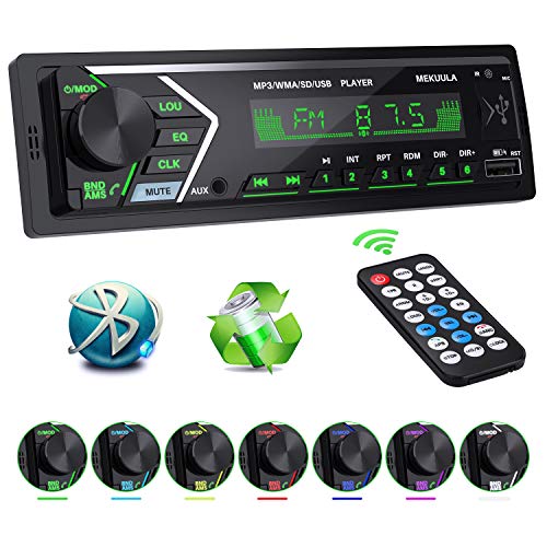 Autoradio Bluetooth Stereo Auto Ricevitore 7 Luci a Colori e Telecomando 60W x 4 Auto FM Car Radio,Universal Lettore MP3 Supporto USB/TF/AUX/WMA/WAV/FLAC/APE,Display LCD con Orologio ,Carica rapida