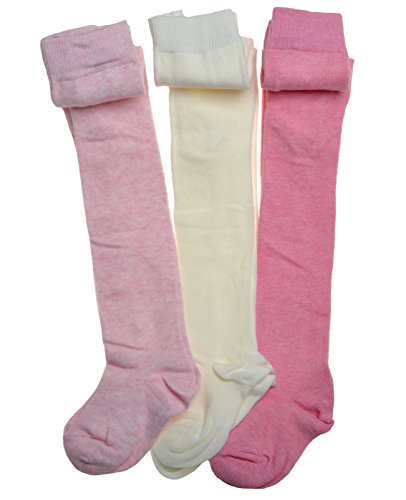 WB Socks n.3 paia di calzemaglia rosa e crema in puro cotone per bambini