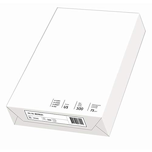 Inacopia - Carta per stampante US-Letter, 75 g/m2, US 216 x 279 mm, 500 fogli, colore: Bianco