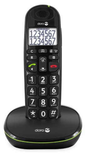 Doro PhoneEasy 110 Telefono Cordless per Anziani con Tasti Grandi e Audio Amplificato (X 1 / Nero)