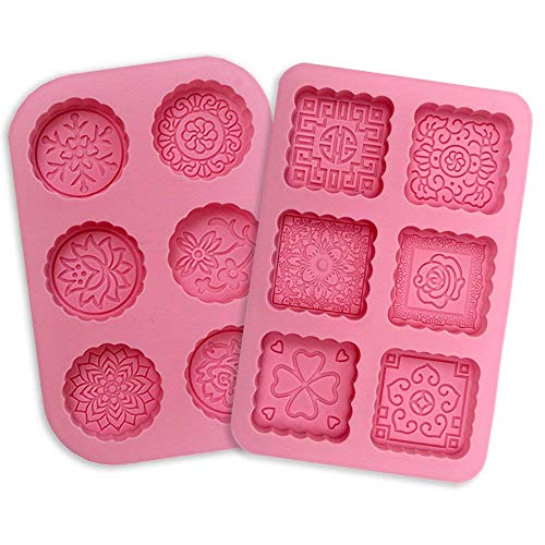 LAEMALLS Stampo in Silicone, 2 Pezzi 6 cavità Antiaderente Silicone stampi per Tortiera, Sapone, Torte, Budino, Gelatina, Focaccina, Ghiaccio, Dolci - silicone del commestibile, colore casuale#6