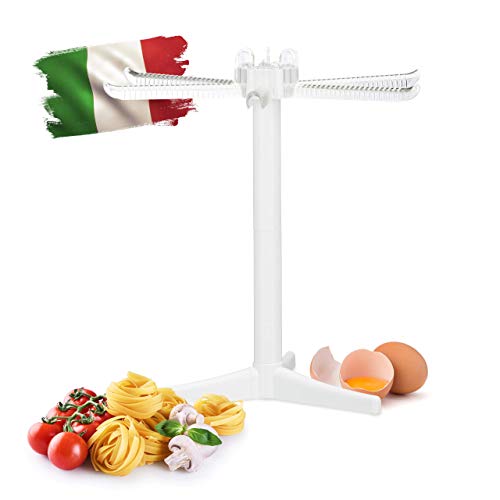 Relaxdays Essiccatore per la Pasta, 6 Bracci, Stand Pieghevole per Tagliatelle & Spaghetti, HLP 31 x 31 x 31 cm, Bianco, 1 pz