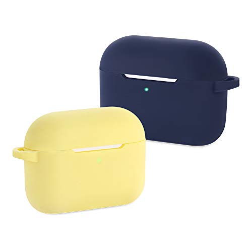 CEEPUY Case for Airpods Pro,2 Pack Protective Soft Silicone Earbuds Cover Stand Set Headphones Holder Accessories Compatible with Apple Earpods Pro,Blu Navy/Giallo