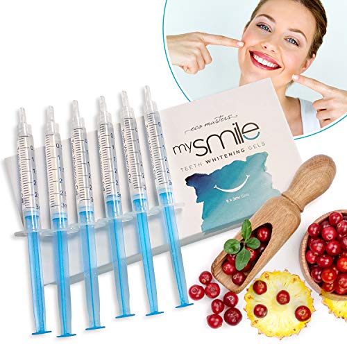 mysmile Gel Sbiancante Denti - Set di 6 Ricariche Gel per Eco Masters mySmile Kit Sbiancamento Denti - Formula Sbiancamento Denti Naturale - Bicarbonato di Sodio e Pompelmo - 6x3ml -Eco Master