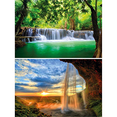 GREAT ART Set di 2 Poster XXL – Cascate – Paradiso e Alba Natura Foresta Pluviale Thailandia Isola Paesaggio Giardino Eden Idillio Decorazione Murale (140 x 100cm)