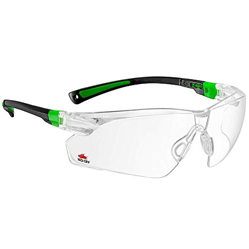 NoCry - Occhiali di sicurezza con lente trasparente, antigraffio, anti appannamento, avvolgenti, presa antiscivolo, protezione UV400, 506UG