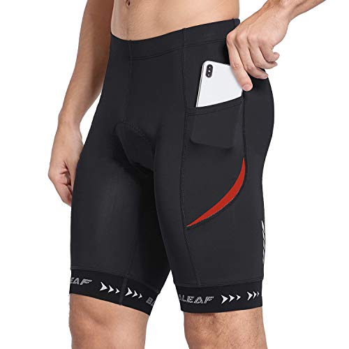 BALEAF Uomo Pantaloni da Ciclismo ad Asciugatura Rapida con Una Tasca Rosso L