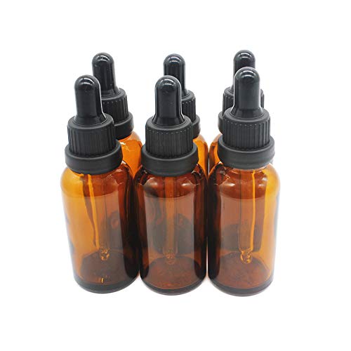 Yizhao Marrone Bottiglie Contagocce Vetro 30 ml, con Pipette Contagocce Vetro, per Laboratorio,Olio Essenziale, Aromaterapia– 6 Pcs
