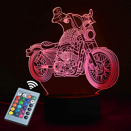 Lampada con telecomando 3D Visual Led Night Light 16 colori Moto su tavola acrilica USB Alimentatore notturno da scrivania USB / 3 batterie AAA