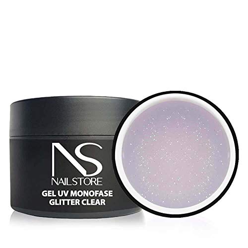 Gel UV Led Costruttore Monofasico Glitter Clear Trasparente - media densità - autolivellante (50g)
