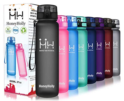 HoneyHolly Bottiglia d'Acqua Sportiva - 800ml, Senza BPA Borracce Tritan Borraccia a Prova di perdite con Filtro per Bambini,Scuola,Sport,Campeggio,Yoga,Palestra,Ciclismo