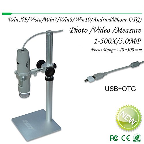 Bangweier portatile USB e OTG polarizzatore far Focus microscopio digitale 1 x ~ 500 x ingrandimento per l' istruzione o studio videocamera HD con software e supporto