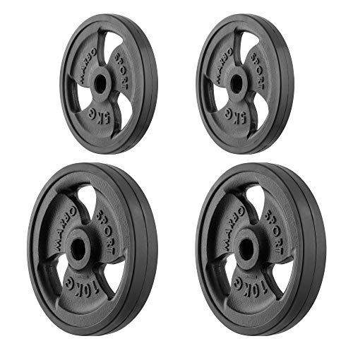 Marbo Sport Set di Pesi in ghisa Tri-Grip in Gomma 2 x 10 kg + 2 x 5 kg