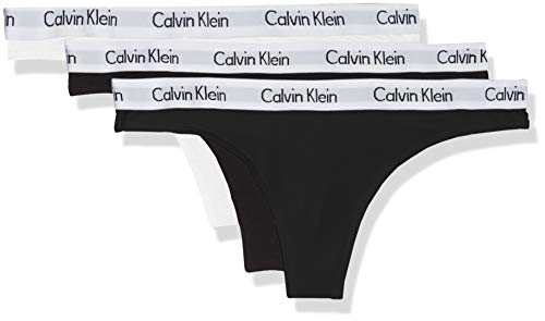 Calvin Klein Thong 3pk Lanyard, Nero (Black/White/Black Wzb), Unica (Taglia Produttore: Small) Donna