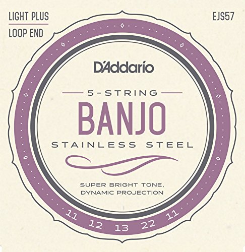 D'Addario EJS57 Set per Banjo a 5 Corde, Acciaio Inossidabile, Tensione Media, 11-22