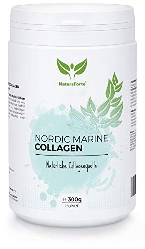 NaturaForte Idrolizzato di Collagene Marino (Merluzzo) 300g, Peptidi di Collagene, Polvere da cattura selvatica naturale, Sollevare la bevanda, Ipoallergenico, Tipo I e Tipo II