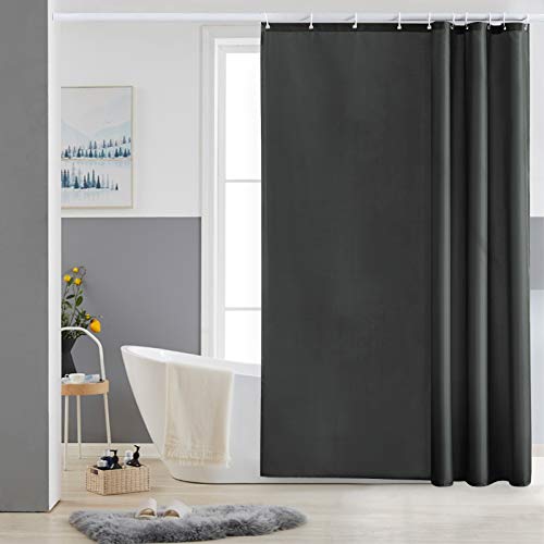 Tende Doccia Anti-Muffa Tessuto in Poliestere, Grigio Scuro Tende Doccia Angolare Impermeabile &Lavabile,Tenda Vasca da Bagno con 10 Ganci Tenda doccia-150x180cm.