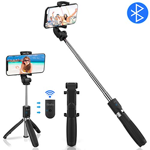 Abafia Bastone Selfie Bluetooth, 3 in 1 Selfie Stick Treppiede Rotazione 360° Estensibile Bastone Selfie con Telecomando per para iPhone/Huawei/Samsung Galaxy/Xiaomi (3.5”- 6.0”)