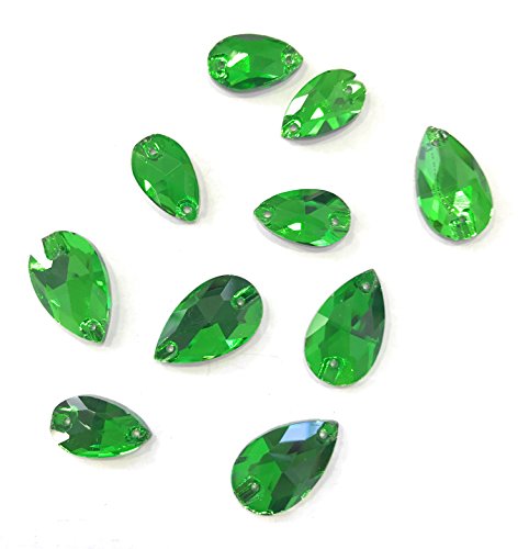 5.ZERO ® 10 Pezzi Pietre da Cucire in Vero Vetro colore Verde ( 5 pz mm 18 + 5 pz mm 23)