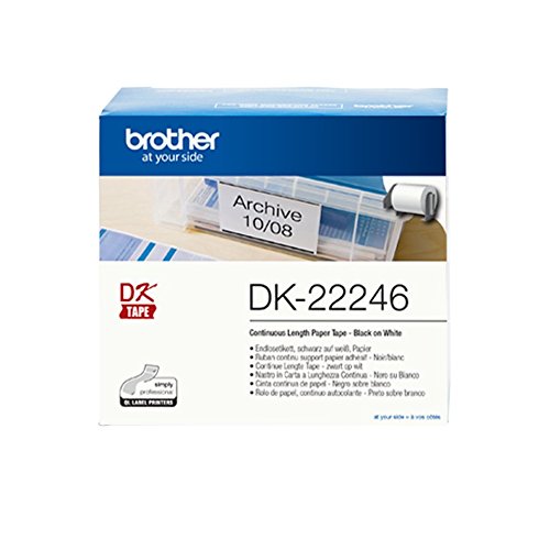 Brother DK22246 Etichette a Lunghezza Continua, Carta Adesiva, 103.6 mm x 30.48 m, Nero/Bianco