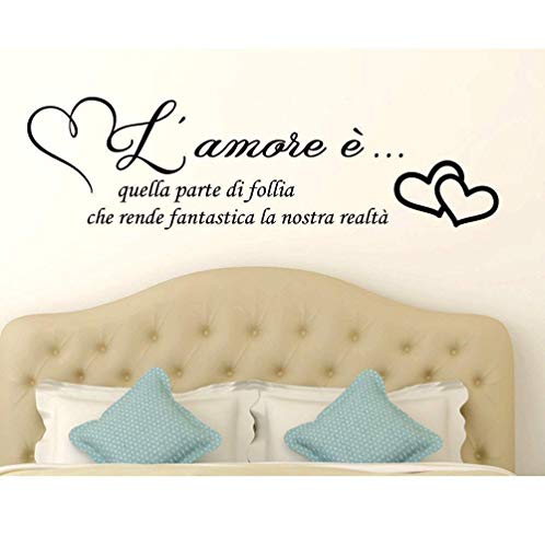 Adesivi murali frasi in italiano Amore Adesivo Murale Wall Stickers Frase Citazione Adesivi Murali Decorazione interni amore è quella parte di follia Misura 120 x 34 CM