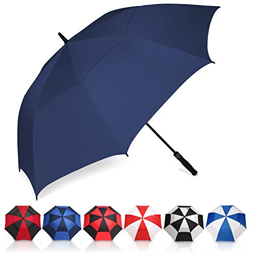 Eono by Amazon - Ombrello da Golf Aperto Automatico, 58 inch, Large Golf Umbrella, Ombrello Grande, Disegno Antivento Super Resistente, Umbrella di Viaggio con Custodia Impermeabile, Navy