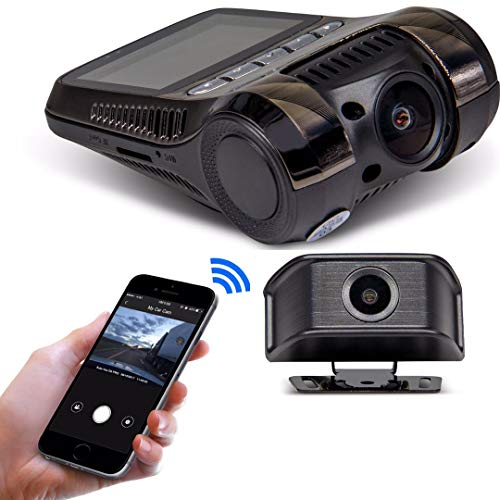 Yakola Y9 Wifi DashCam, cámara para automóvil Dual,1080P FHD, cámara de visión trasera con cámara frontal, monitor de estacionamiento 24H, video de lapso de tiempo, visión nocturna por infrarrojos