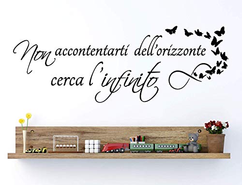 Adesivi Murali Frasi in italiano per Muro Citazioni Wall Sticker non accontentarti dell'orizzonte cerca infinito decorazione da muro camera da letto scritta adesiva per pareti casa home 100 X 42 CM