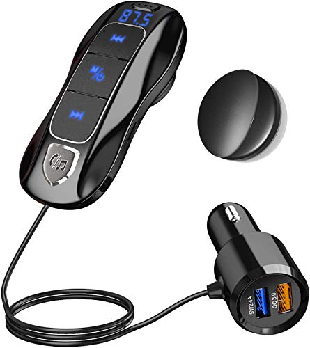 Trasmettitore FM Bluetooth 5.0, SONRU Auto Radio Bluetooth Trasmettitore Vivavoce Car kit con QC 3.0/5V 2.4A Caricatore per Auto, Supporto Uscita TF card, visualizzazione della tensione della batteria