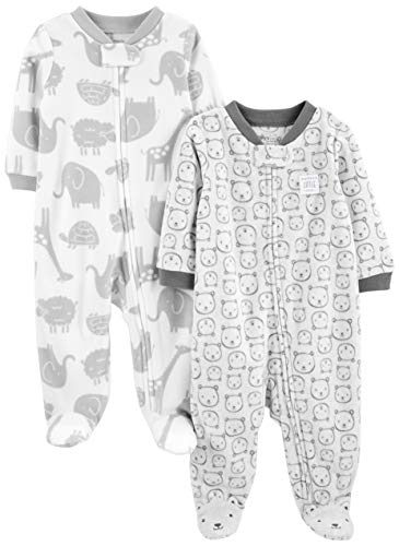 Simple Joys by Carter's Baby - Confezione da 2 pile con piedini per dormire e giocare ,Animals Green/Bears ,3-6 Months