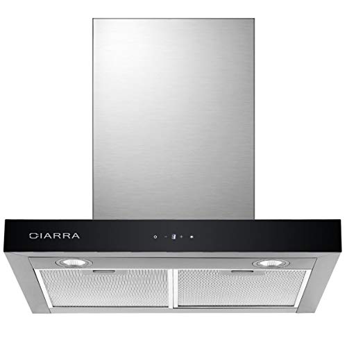CIARRA CBCS6102 Cappa Aspirante Cucina 60cm Acciaio Inox, 550 m3/h Potenza di Aspirazione, 3 Livelli di Velocità Controllo Touch LED