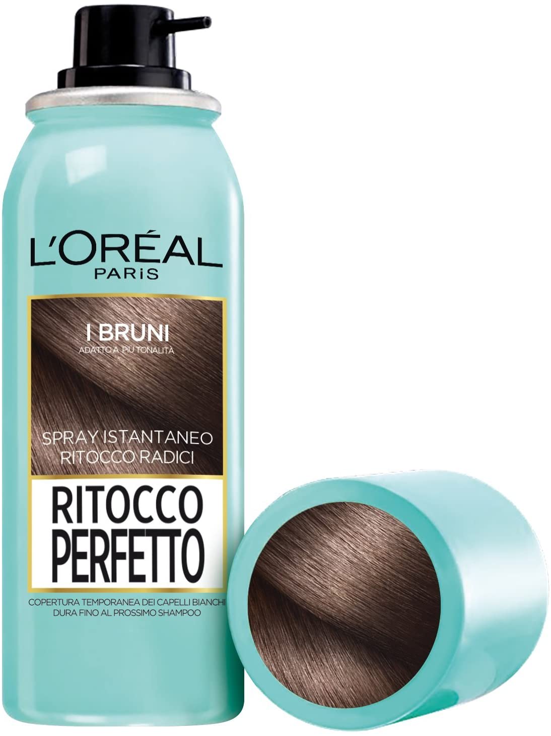 L'Oréal Paris Ritocco Perfetto Spray Ritocco Radici, Colorazione Ricrescita, Copre i Capelli Bianchi e Dura 1 Shampoo, 2 Bruno, 75 ml