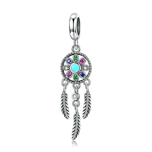 Charms Bead,ciondolo Charm Dreamcatcher con zirconi colorati misura braccialetto Pandora e accessori collana gioielli regalo per donne e ragazze