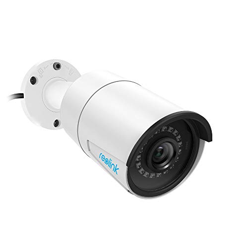 Reolink Telecamera da Esterno di Sicurezza Poe da 5MP Super HD Supporto Audio Bullet Sorveglianza Impermeabile Telecamere con Rilevamento Movimento Allarme Intelligente RLC-410-5MP