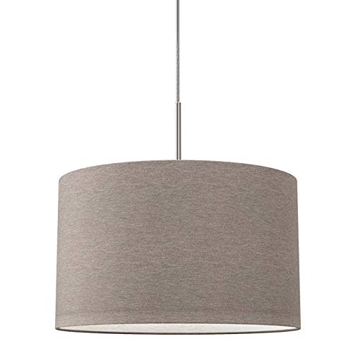 Lampada a sospensione in tessuto color grigio-talpa, attacco per lampadina E27 non inclusa, paralume diametro 38cm, Lampadario moderno per sala da pranzo o camera da letto, IP20