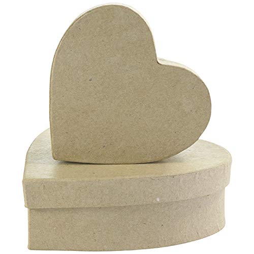 Décopatch – Confezione da 2 scatole a Forma di Cuore, Carta, Marrone, 4 x 12 x 12 cm