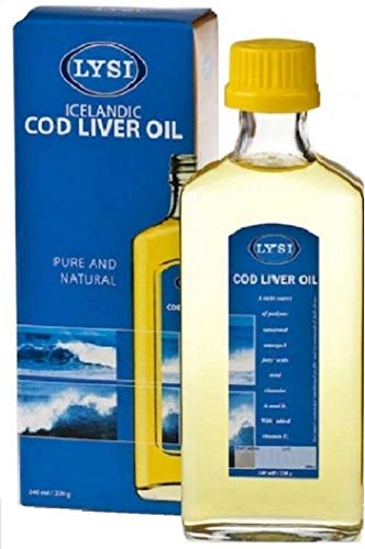 Lysi - Olio di fegato di Morue - Omega 3 capitale salute Sapore naturale - ricco di EPA, DHA e Vitamina A, D, E - 240 ml