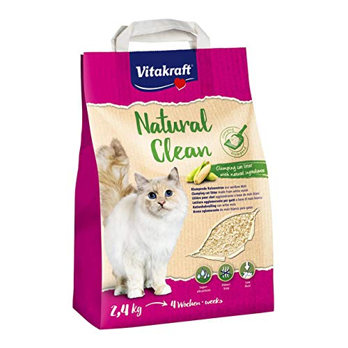 Vitakraft Natural Clean Lettiera per Gatti a Base di Mais Bianco_2,4 kg.