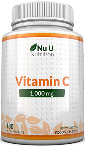 Vitamina C 1000 mg | 180 compresse (Fornitura Per 6 Mesi) | Integratori alimentari Nu U Nutrition