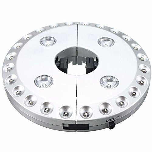 Ombrellone LED 3 Level dimmer 28 LED bianco puro ombrellone palo per tende da campeggio illuminazione montato o appeso ovunque per esterni a batteria argento