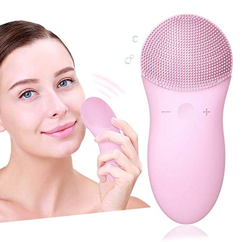 TOUCHBeauty - Spazzola in silicone per la pulizia del viso, impermeabile, ricaricabile, per tutti i tipi di pelle, pulizia profonda dei pori, esfoliazione delicata e massaggio AG-1788P (Rosa)