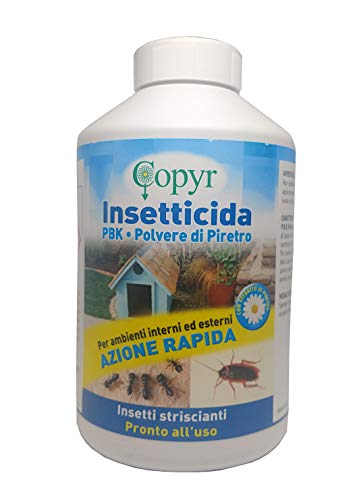 COPYR P.B.K Piretro Insetticida Antiformiche E Scarafaggi Per La Casa Ed Il Giardino, A Bassa Tossicità E Ad Azione Rapida, In Polvere, 250 GR