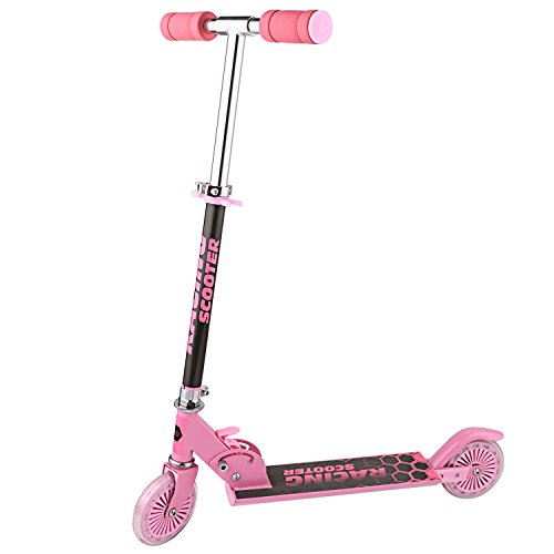 Profun Monopattino Pieghevole per Bambini Scooter Regolabile in Altezza con 2 Ruote con LED ABEC-7 per Bambini 3-7 Anni (Rosa)