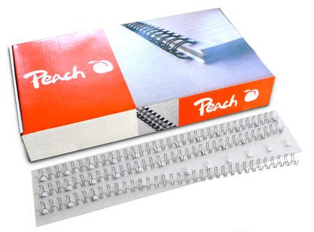 Peach PW079, Fascette metalliche con anelli – 10 Easy Wire, 3:1, 34 Anelli, A4, 100 pezzi, 8 mm, argento