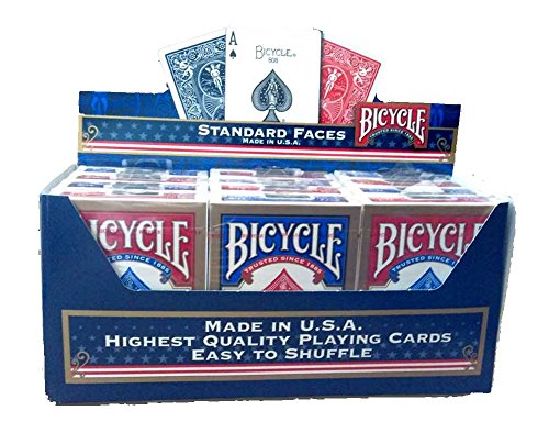 Bicycle Pacchetto di 12 Carte da Poker Standard (6 Blu/6 Rosso)